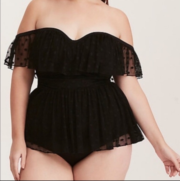 torrid Other - Torrid swimsuit polka dot black one piece sheer 0
